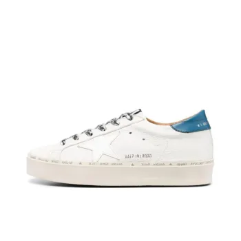 Golden Goose Hi Star Lace up Anti Slip Wear Resistant Low Top Skateboard Shoes Women's White Blue Vintage Version