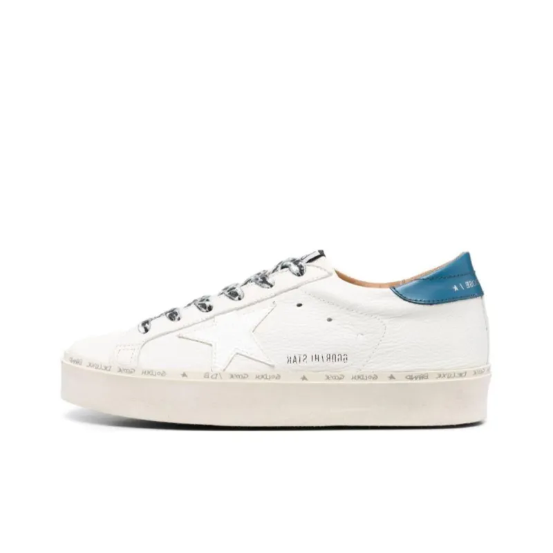 Golden Goose Hi Star Lace up Anti Slip Wear Resistant Low Top Skateboard Shoes Women's White Blue Vintage Version-0