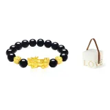 Chinese Auspicious Animal Beaded Bracelet with 2 Gold Beads+LOVE Gift Box