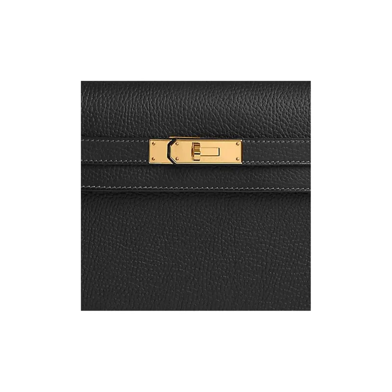 HERMES Kelly Depeches Cow Leather Clutch Men's Noir Black-3