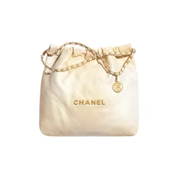 CHANEL 22Bag Calfskin Bucket Bags Crossbody Bag, Shoulder Bag Medium Size Women's Pearl & Pearl White Gradient