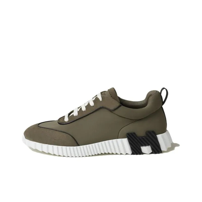 HERMES Bouncing Low Top Casual Shoes Men's Green-0