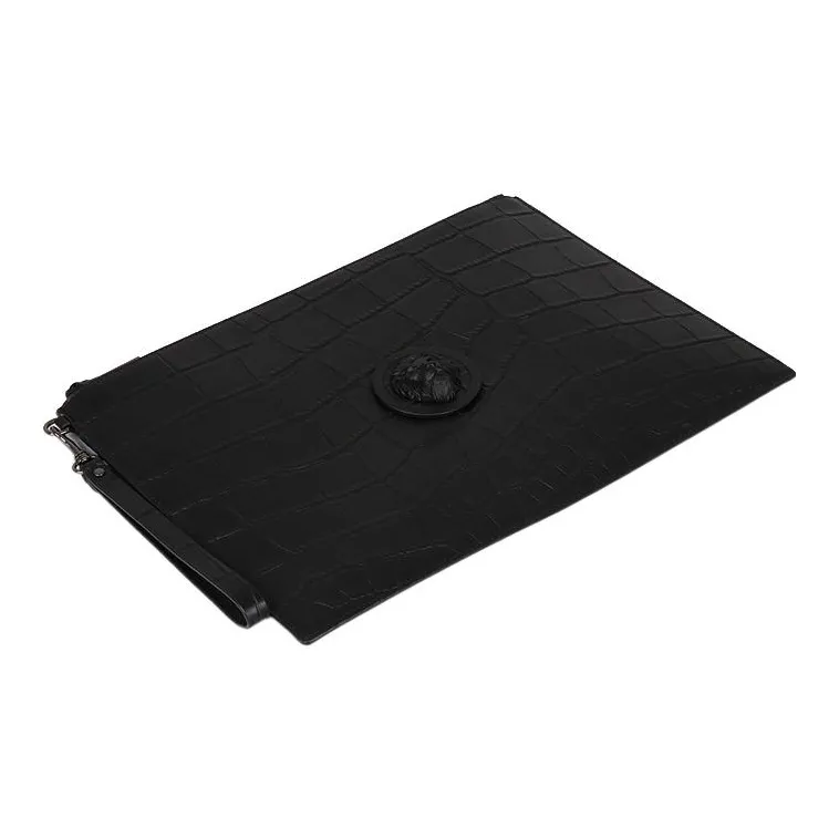 VERSACE Cow Leather Wrist Clutches Regular Men's Black-2