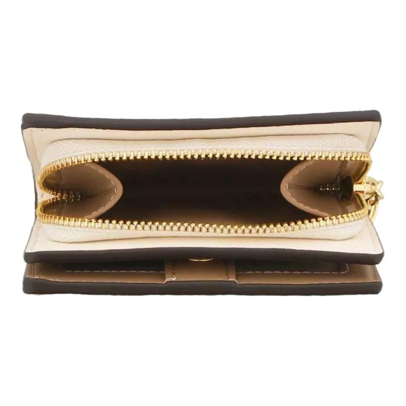 COACH Snap Wallet Canvas With Leather Clutch Wallet Women's Khaki-4