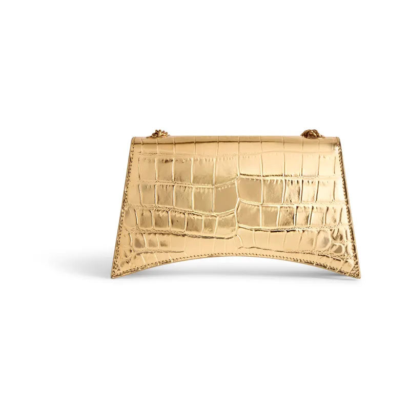 Balenciaga CRUSH Calfskin Crossbody Bag Shoulder Bag Women's Gold-4