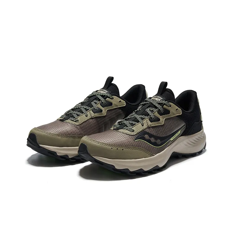 Saucony AURA TR Slip Resistant Support Lightweight Low Top Trail Running Shoes Men's Coffee Black-2