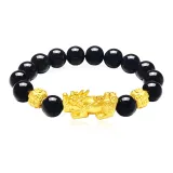 Chinese Auspicious Animal Beaded Bracelet with 2 Gold Beads