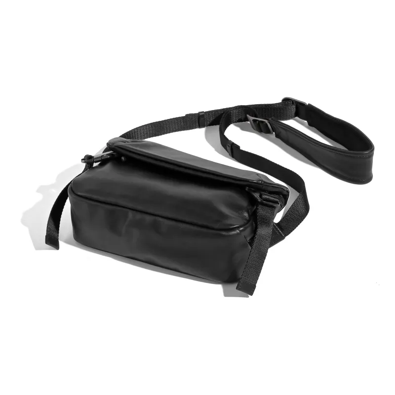 Ace Paul Top Grain Cow Leather Shoulder Bag Crossbody Bag Medium Size Men's Black-3