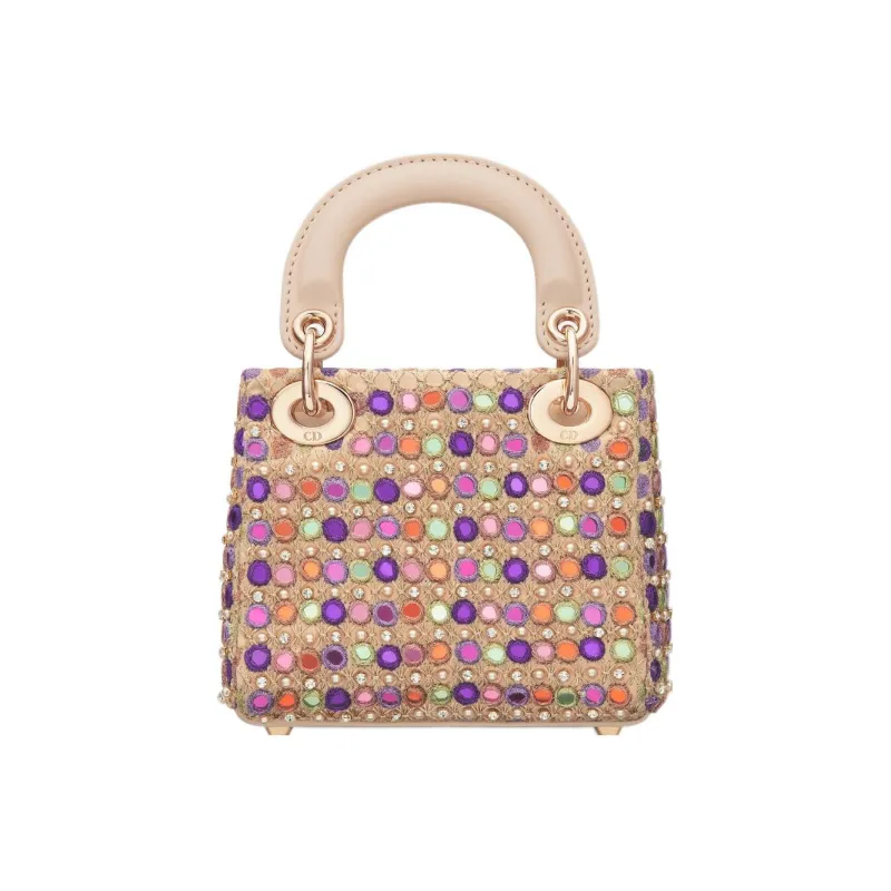 DIOR Lady Dior Rhinestone Satin Dior Bag Shoulder Bag Crossbody Bag Handbag Extra Mini Women's Multicolor-3