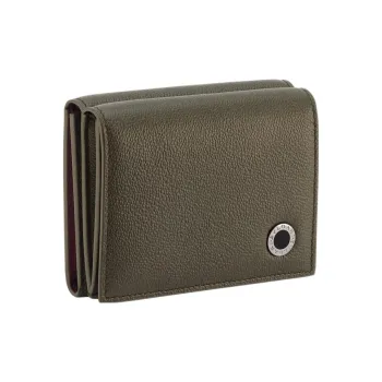 BVLGARI Calfskin Wallet Men's Green