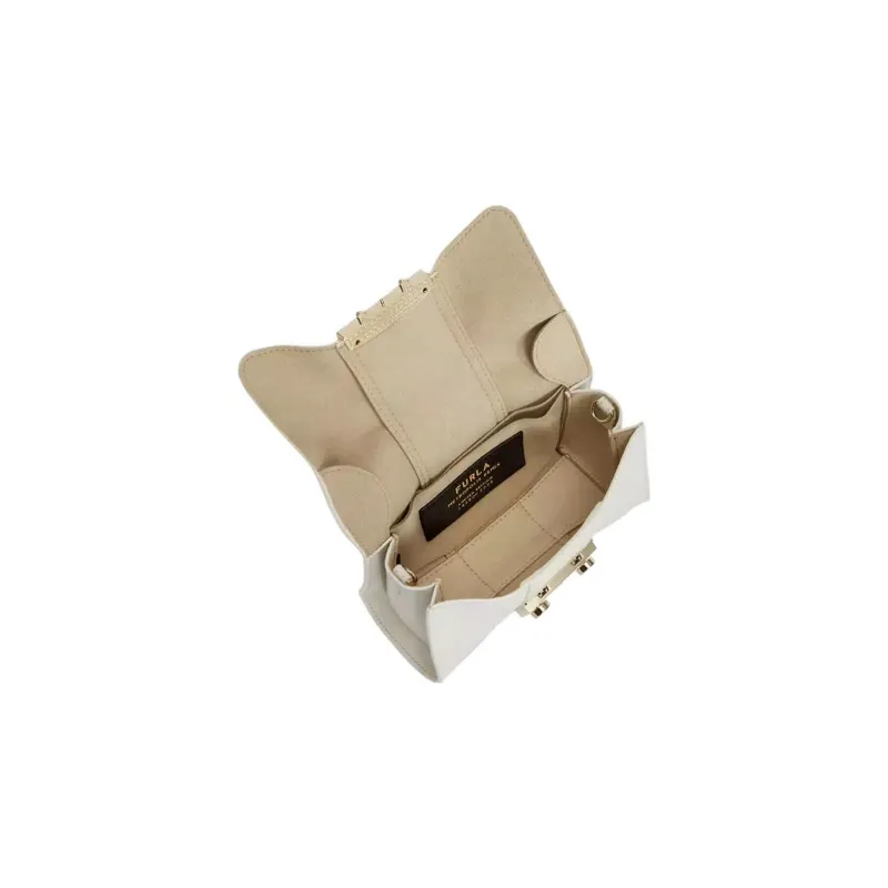 Furla Metropolis Collection Leather Shoulder Bag Crossbody Bag Mini Women's White-3