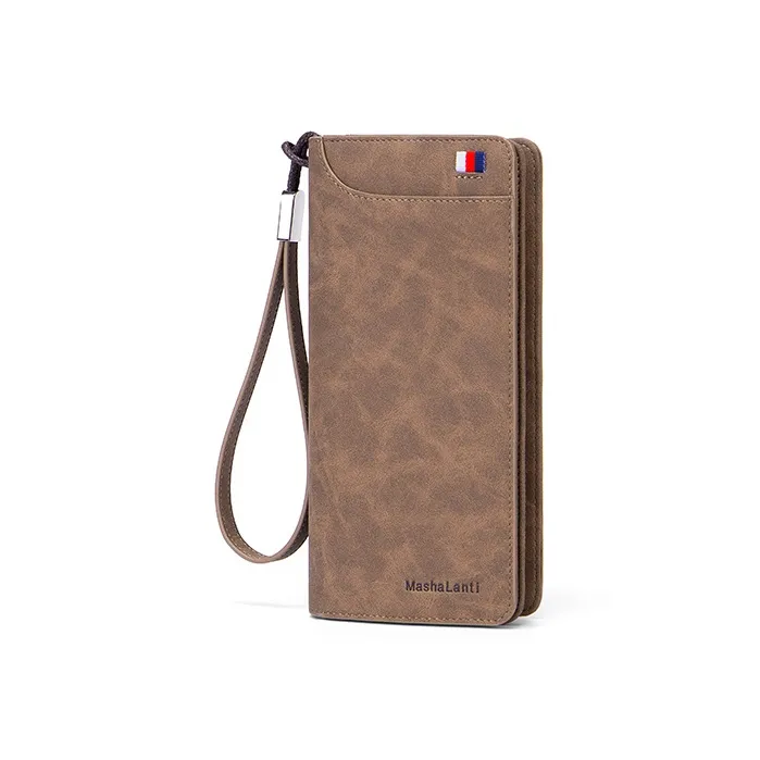 MashaLanti Microfiber Synthetic Leather Card Holder Wallet Men's Coffee-1