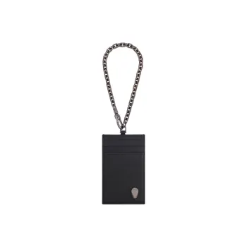 BVLGARI Serpenti Forever Calfskin Card Holder Women's Black