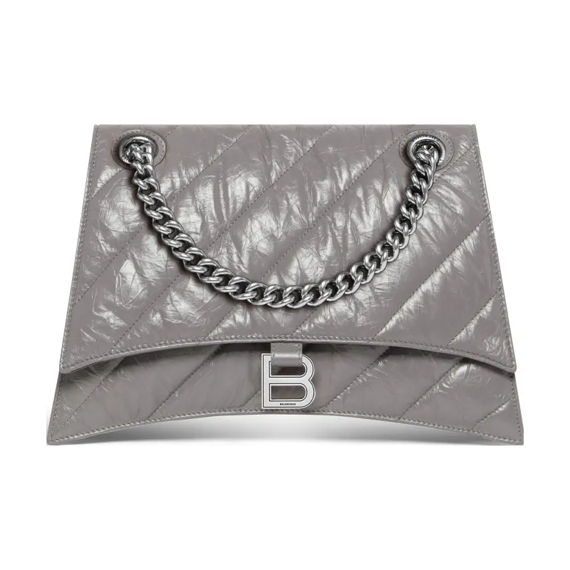 Balenciaga CRUSH Cow Leather Handbag Shoulder Bag Medium Size Women's Dark Gray-0