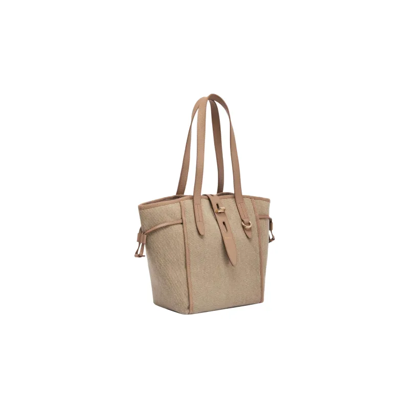Furla Canvas With Grain Calfskin Canvas Bag Tote Bag Shopping Bag Shoulder Bag Handbag Medium Size Women's Brown-1