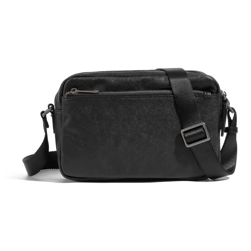Ace Paul Top Grain Cow Leather Genuine Leather Small Square Bag Crossbody Bags Medium Size Men's Black-2