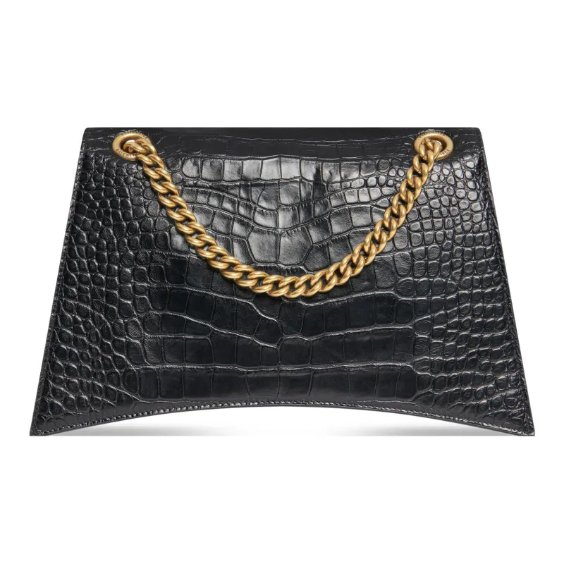 Balenciaga Crush Crocodile Medium Chain Bag Black-5