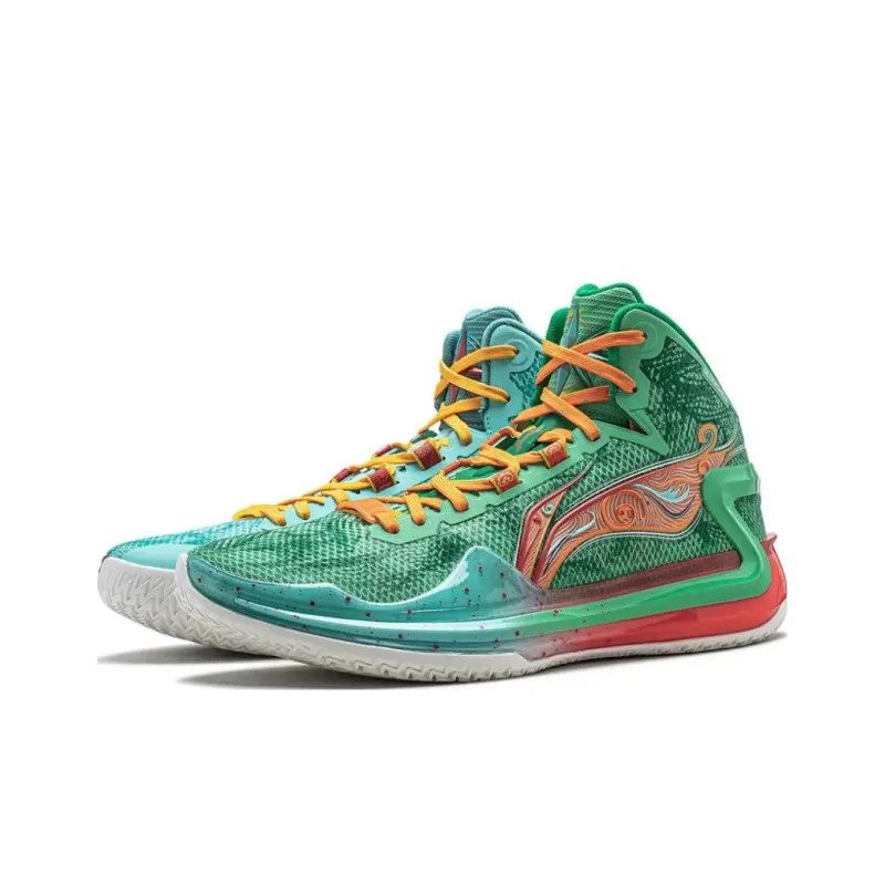 LINING Liren 4 Basketball Shoes Unisex High Top Jade Frost Green/Pure Blue-3