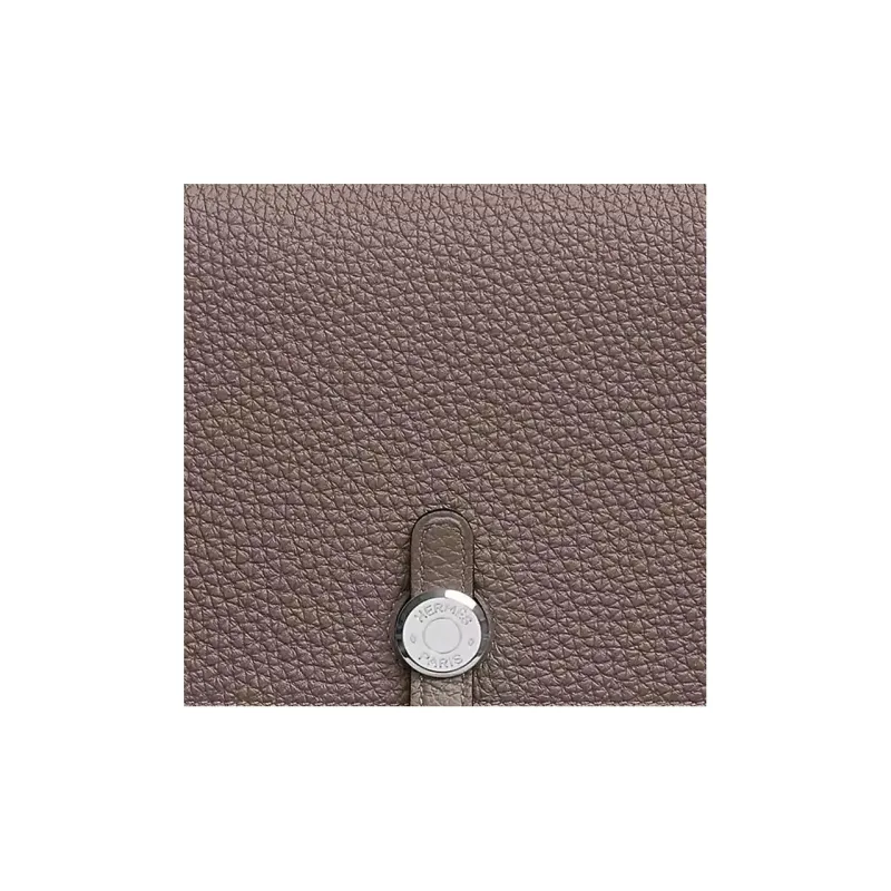 HERMES Dogon Duo Togo Calfskin Wallet Women's 8F Gris Etain Tin Gray-3