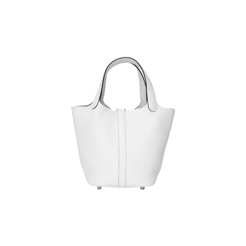 HERMES Picotin Lock Clemence Bullock Leather Basket Bag Handbag 18 Women's 0U New White-2