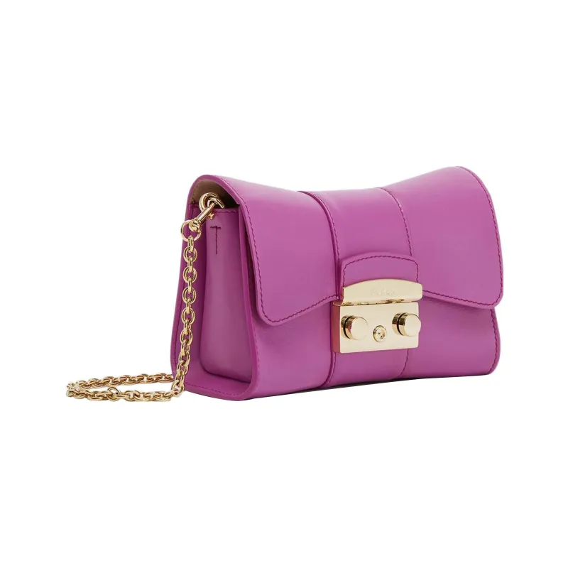 Furla Metropolis Collection Leather Crossbody Bag, Shoulder Bag Mini Women's Purple-1