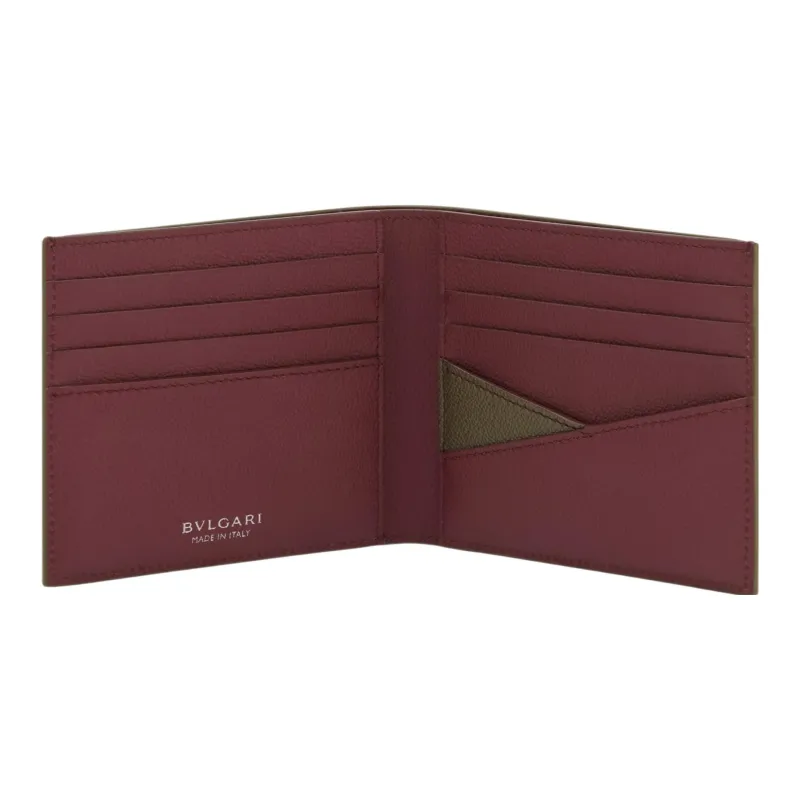 BVLGARI Calfskin Wallet Men's Green-2