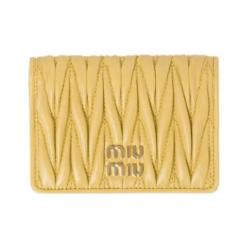 MIU MIU Nappa Leather Card Clip Card Holder Women's Yellow