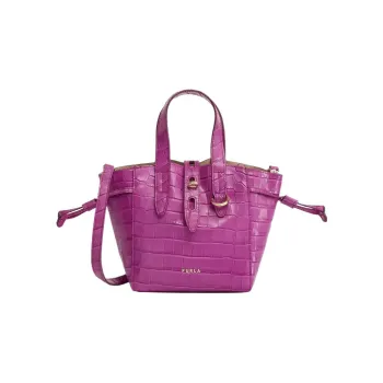 Furla Net Collection Leather Tote Bag Shopping Bag Shoulder Bag Crossbody Bag Handbag Mini Women's Purple