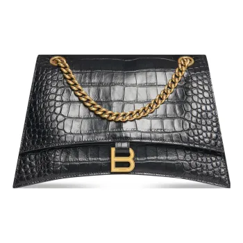 Balenciaga Crush Crocodile Medium Chain Bag Black