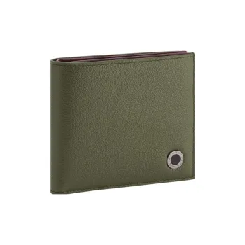 BVLGARI Calfskin Wallet Men's Green