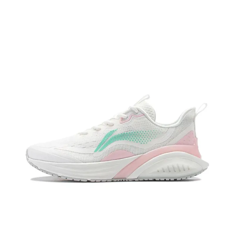 LiNing Cloudy Anti Slip Wear Resistant Low Top Running Shoes Women's Pink White-0