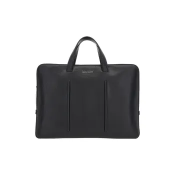 FERRAGAMO Calfskin Briefcase, Portable Crossbody Bag, Shoulder Bag Regular Men's Black