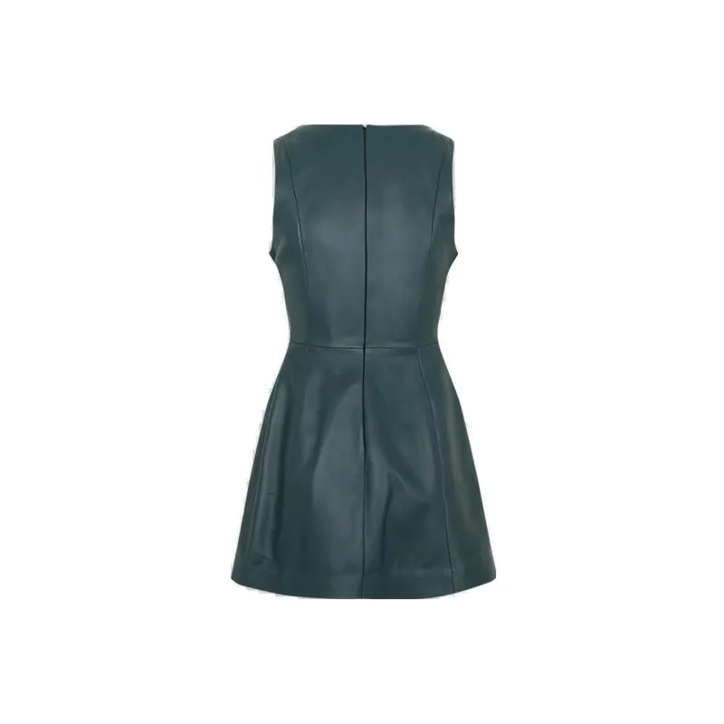 MARNI V-neck Leather Minidress-1