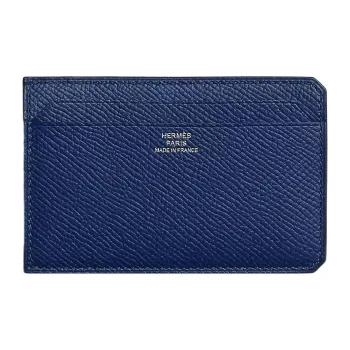 HERMES Epsom Calfskin Card Holder Women's 73 Bleu Saphir Sapphire Blue