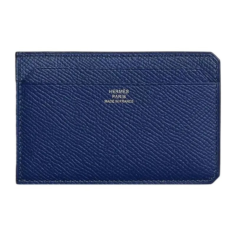 HERMES Epsom Calfskin Card Holder Women's 73 Bleu Saphir Sapphire Blue-0