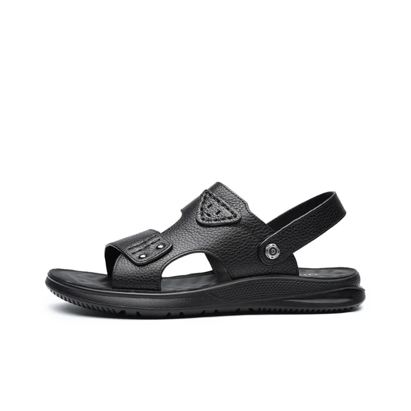 QIAONAI Beach Sandals Men Black/Brown-2