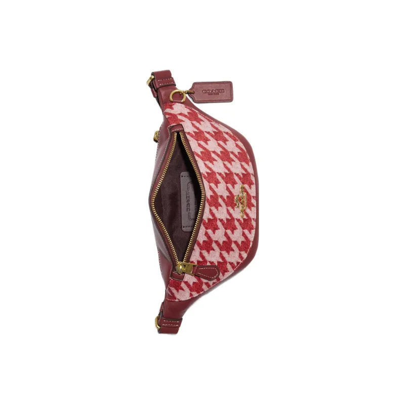 COACH Warren Canvas With Leather Sling Bags One Shoulder Crossbody Fanny Pack Mini Unisex Burgundy-2