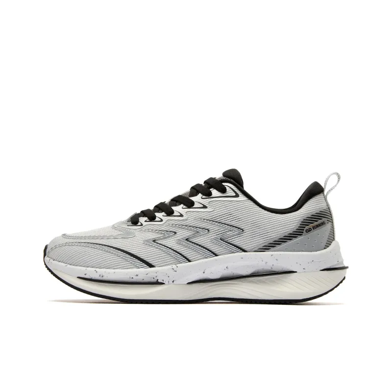 QIAODAN Fearless 1.0 Support Cushioning Rebound Balance Wear Resistant Low Top Running Shoes Men's Silver Black-0