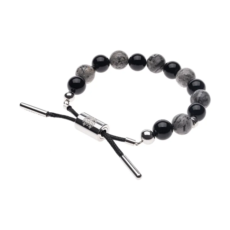Rastaclat Snowflake Obsidian Beaded Bracelet Unisex-2