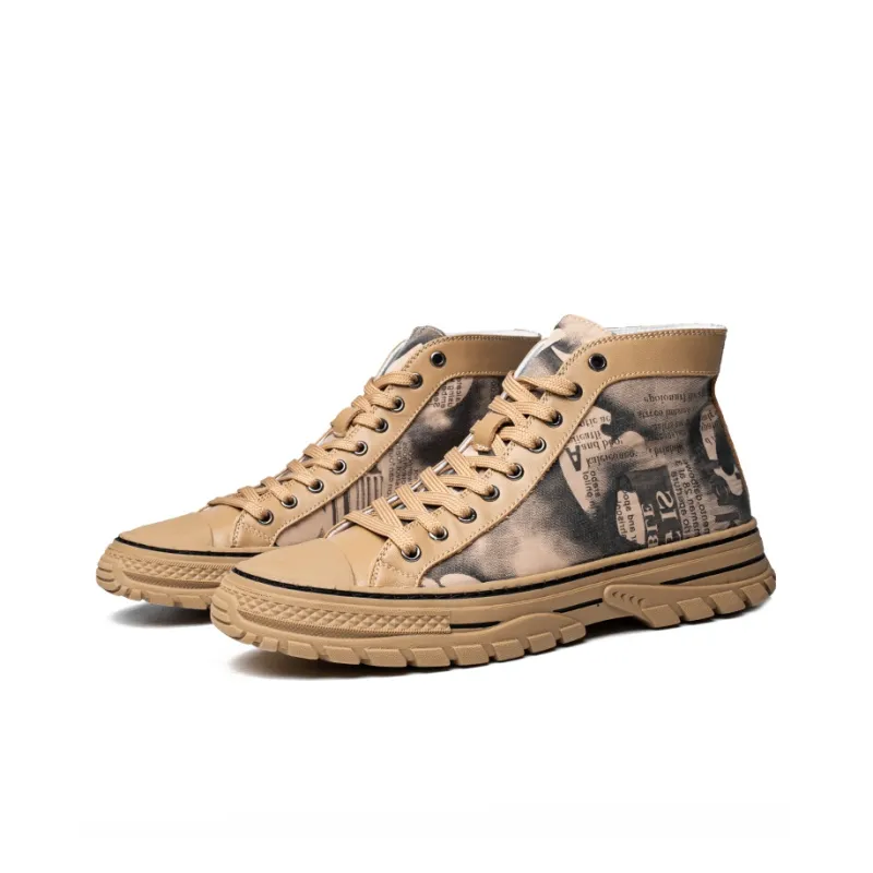 YEDANI High Top Skateboard Shoes Men's Khaki-1