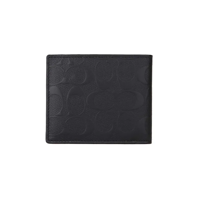 COACH 3 IN 1 Wallet Cross Grain Cow Leather Wallet Men's Black-7