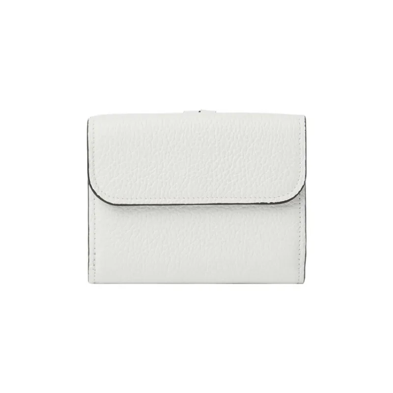Chloe Alphabet Grain Calfskin Card Holder, Wallet Small Size Women's Crystal White-1