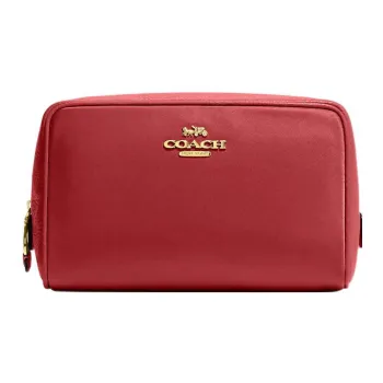 COACH Recycled Nylon Canvas With Leather Storage Bag Makeup Bag Trumpets Women's Red