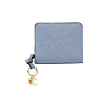 Chloe Alphabet Grained Calfskin Wallet Women's Blue