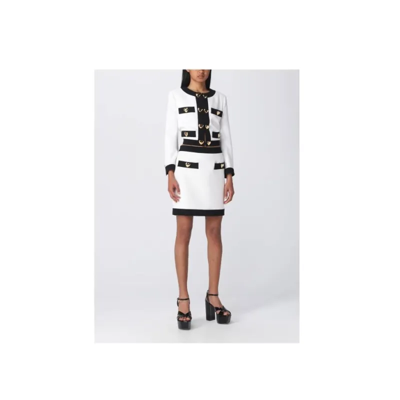 MOSCHINO Heart Embellished Long Sleeved Cropped Jacket-7