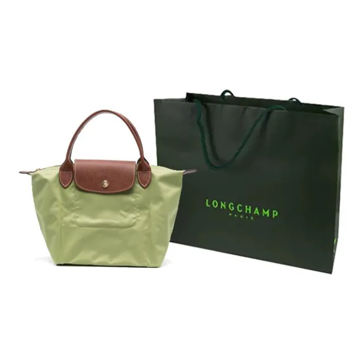 LONGCHAMP Le Pliage Canvas With Leather Canvas Bag Dumpling Bag Handbags Small Size Unisex Avocado Green-6