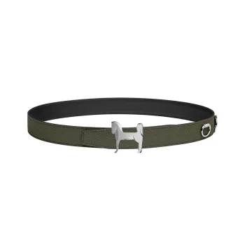 HERMES Panache Belt Buckle-Horse Style Design Smooth Buckle Calfskin Leather Belts Men's Green Width 32MM