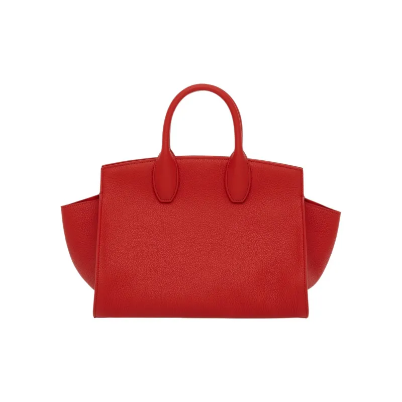 FERRAGAMO Studio Cow Leather Handbag Medium Size Women's Red-4