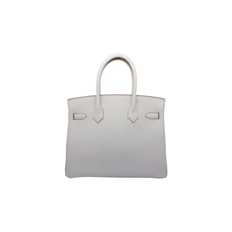 HERMES Birkin Togo Calfskin Birkin Bag Handbags Regular Women's M4 Gris Pale Cream Gray-3