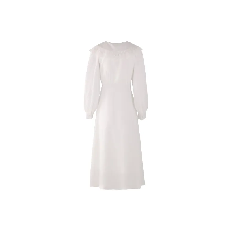 AUNTLUANDUNCLEZHUO Long Sleeved Dresses Women's Soft And Sticky Milk White-1